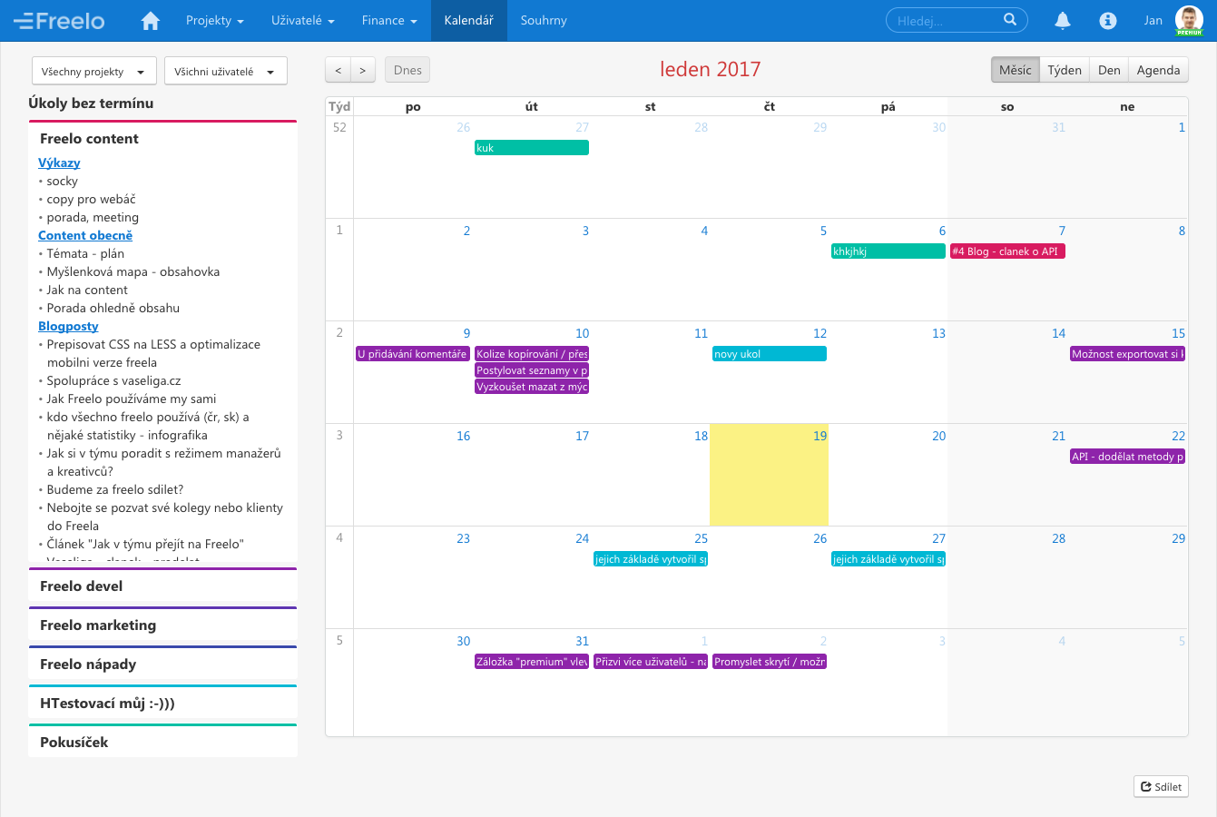 Freelo | Kalendář úkolů a projektů